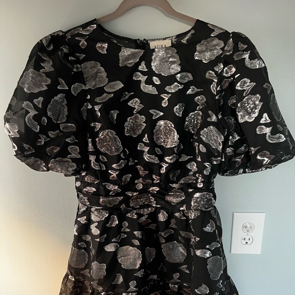 Black and silver party mini dress